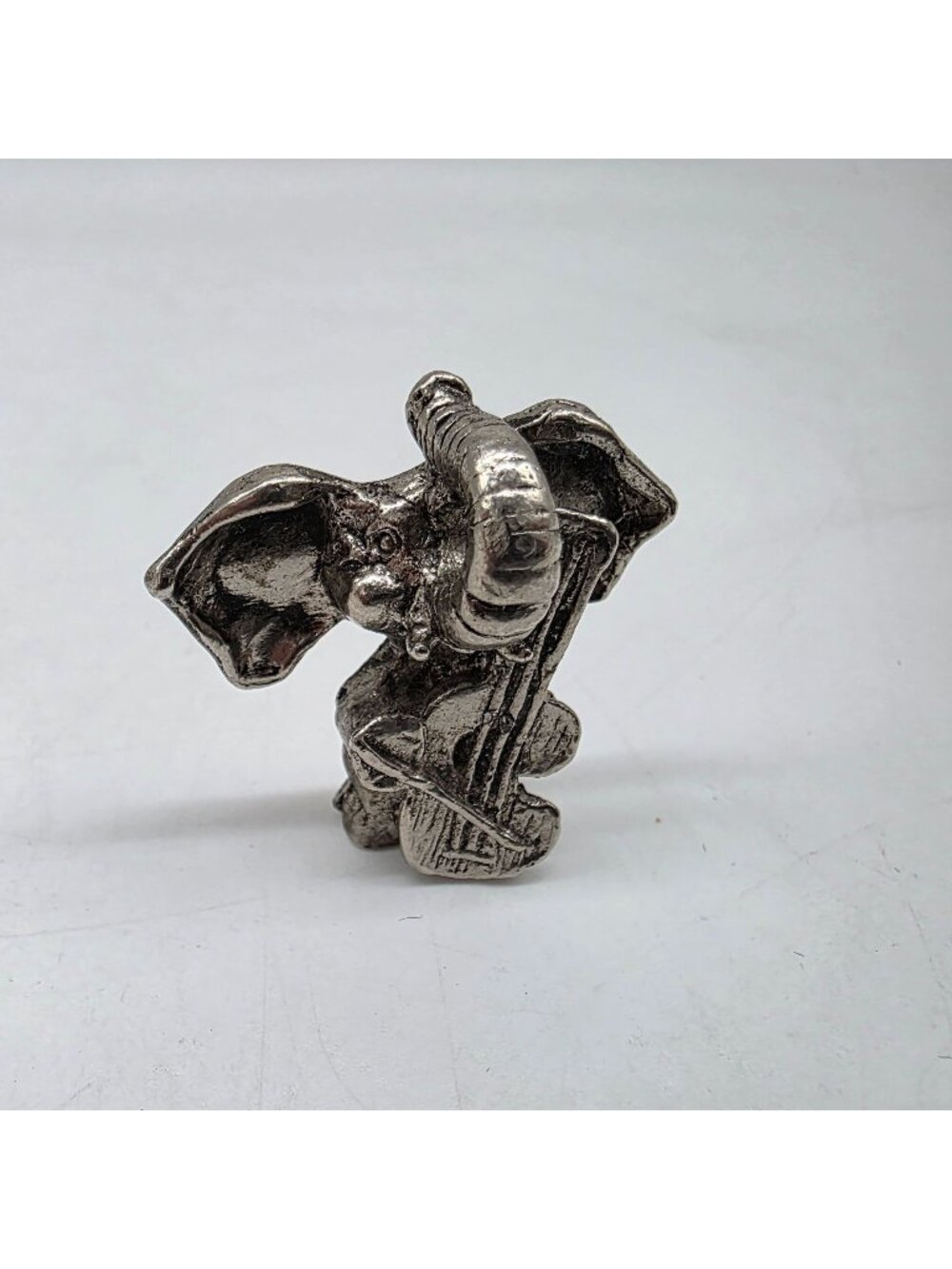 Elephant Playing Cello Pewter Figurine Miniature Collectible 1.5 Inches Tall